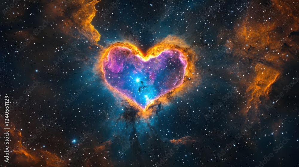 Design a mesmerizing heart-shaped nebula glowing in deep space Design a mesmerizing heart-shaped nebula glowing in deep space