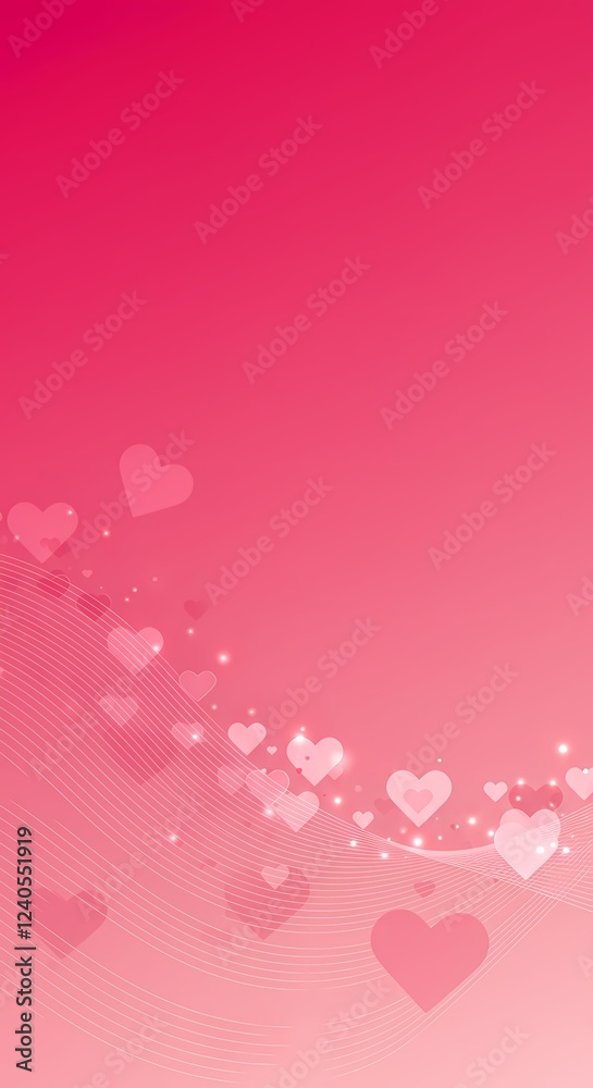 Romantic Pink Valentine s Day Background with Hearts and Soft Waves Romantic Pink Valentine s Day Background with Hearts and Soft Waves