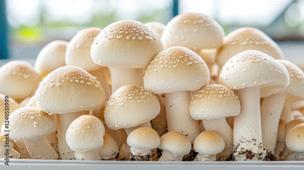 Sunlit fomitopsis mushrooms in factory nature's beauty close-up Sunlit fomitopsis mushrooms in factory nature's beauty close-up