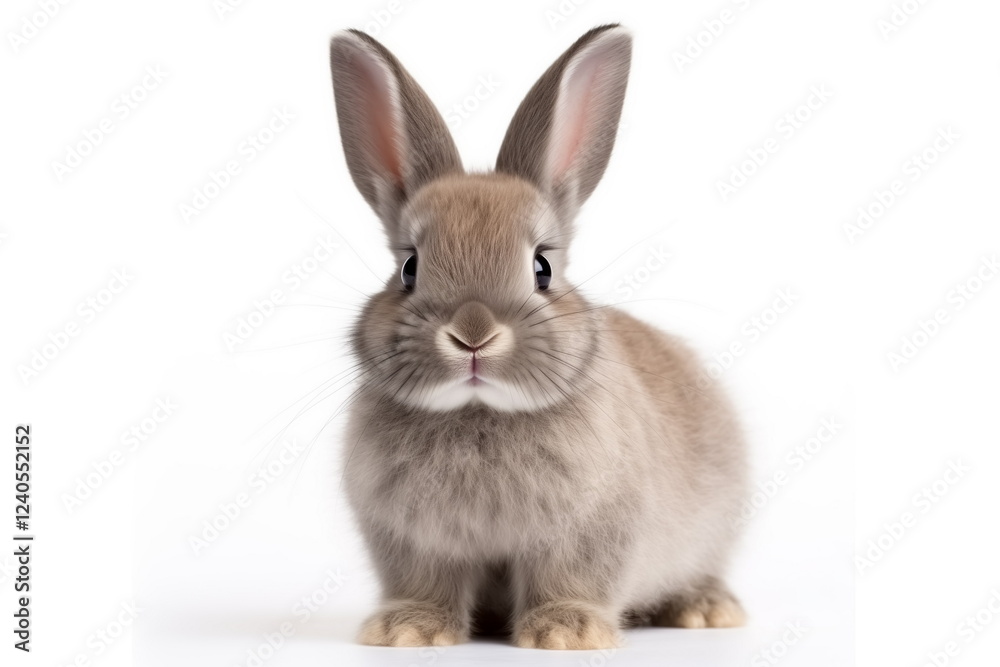 Cute gray easter rabbit sitting isolated on white background. Cute gray easter rabbit sitting isolated on white background.