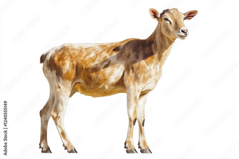 Fototapeta premium A Detailed Portrait of a Brown and White Goat