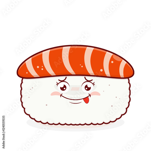 sushi salmon doubt face cartoon cute