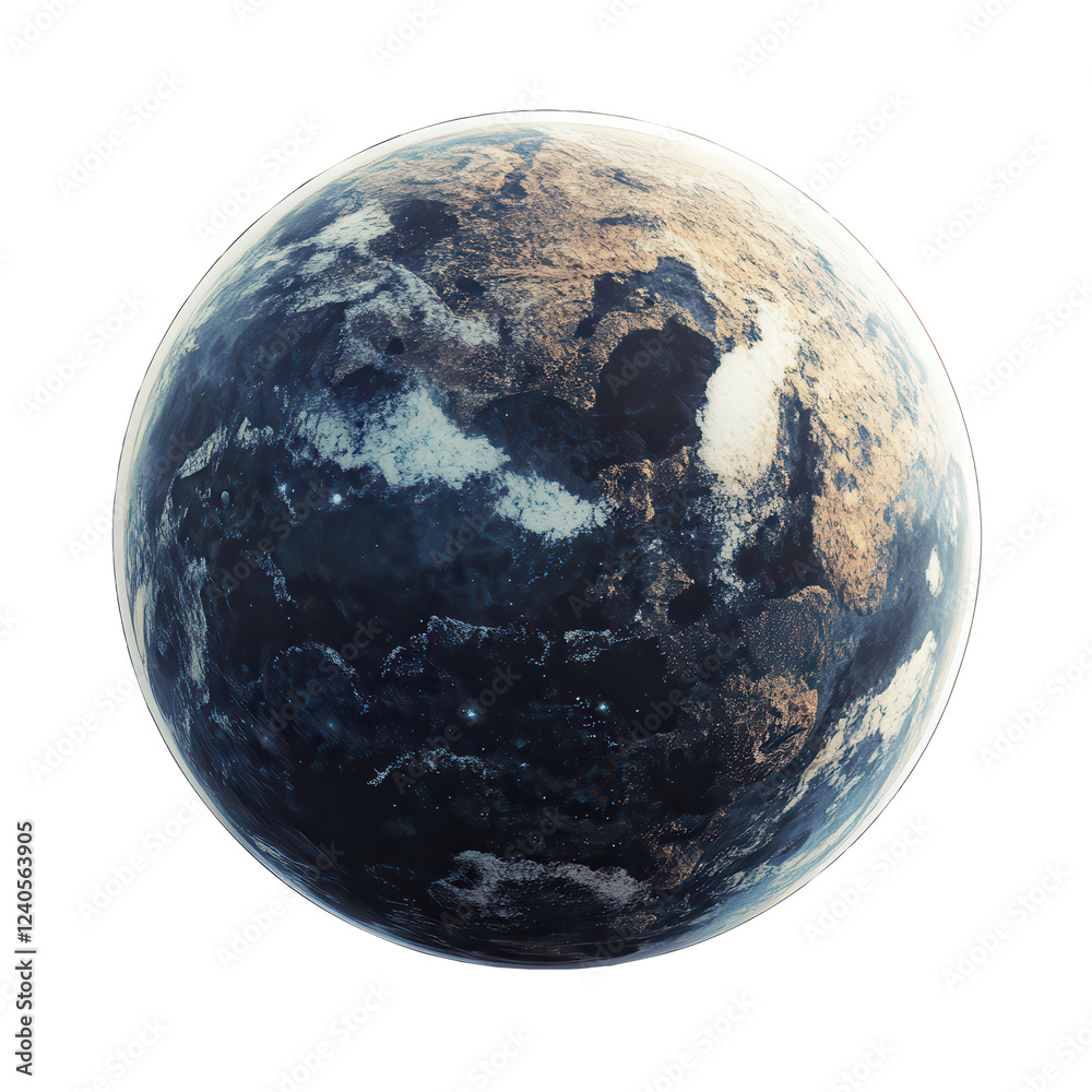 Planet Earth, space view, clouds, continents, digital rendering, environmental use Planet Earth, space view, clouds, continents, digital rendering, environmental use