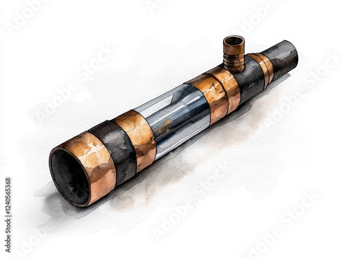 A stylish glass and metal pipe showcasing a unique design, perfect for artistic or smoking-themed photography. photo