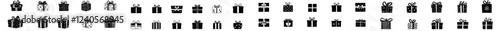 Collection of gift box icons. Gift box symbols in line and silhouette styles. Contemporary design.