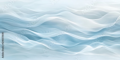 Abstract, Elegant Light Blue Minimalist Wave Texture Pattern Seamless Background, Delicate Textile