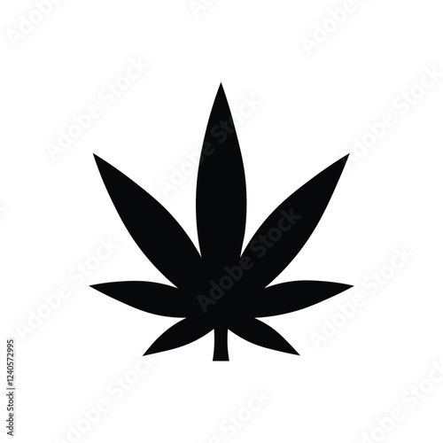 Marijuana leaf icon. Black Marijuana leaf silhouette vector illustration isolated on white background.