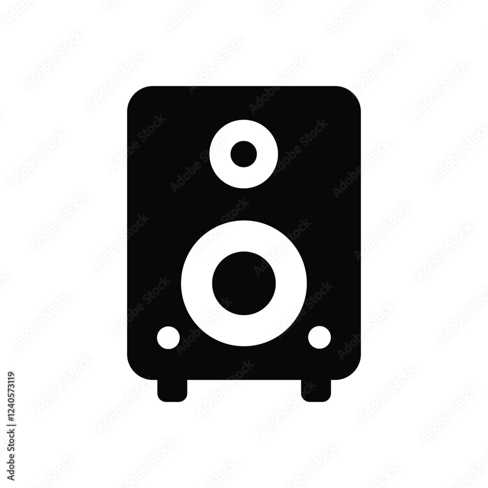 Modern speaker icon. Black modern speaker silhouette vector illustration isolated on white background. Modern speaker icon. Black modern speaker silhouette vector illustration isolated on white background.