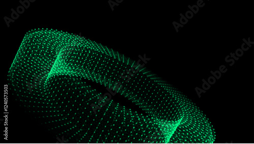 Color wireframe torus with connection dots and lines. 3d geometric form. Realistic isolated model. 3d rendering