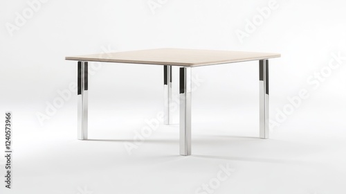 Square light beige table against white background photo