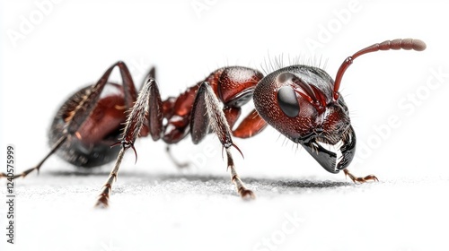 Obraz na płótnie Macro shot of red ant on white background; insect study w salonie
