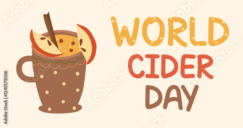 World Cider Day. Apple cider in a cup.Vector illustration
