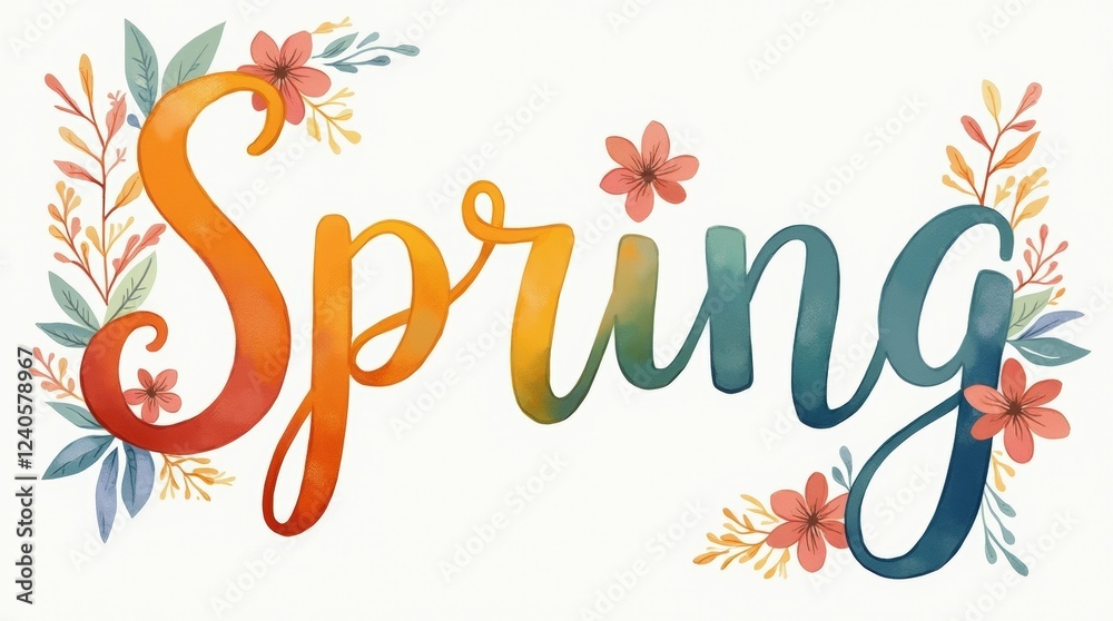 Obraz premium Word Spring in different styles