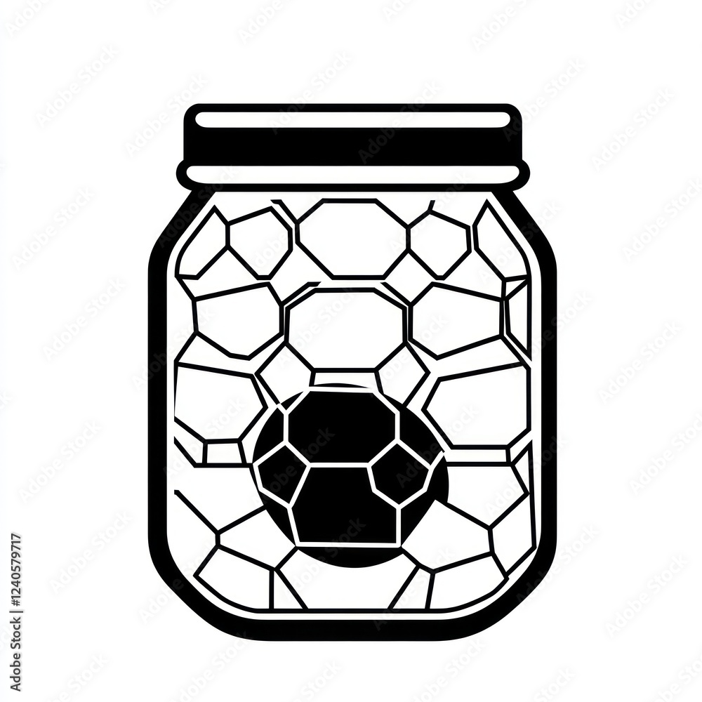 Honeycomb jar, ball inside, white background, food packaging design Honeycomb jar, ball inside, white background, food packaging design