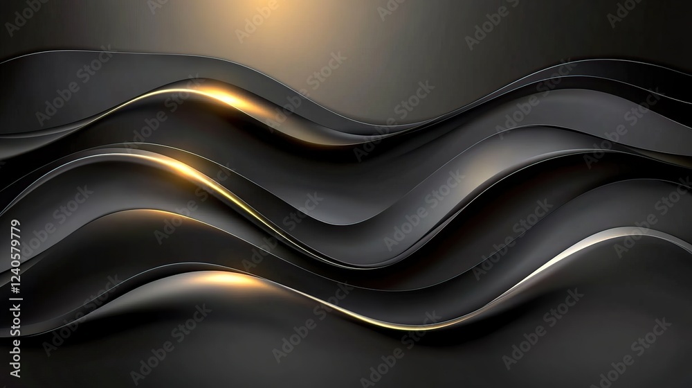 Obraz premium Dark gold waves abstract background, glowing design