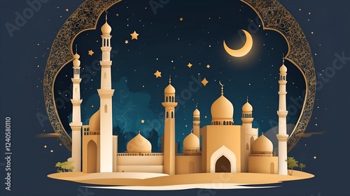 Elegant Ramadan Kareem Greeting Card Template