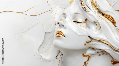 Abstract illustration of a woman with golden details