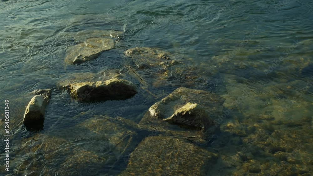 River waves hit the rocks in the water River waves hit the rocks in the water