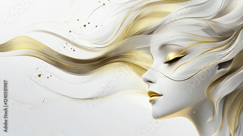 Abstract Porcelain Woman with Gold Accents – Luxurious & Sensual