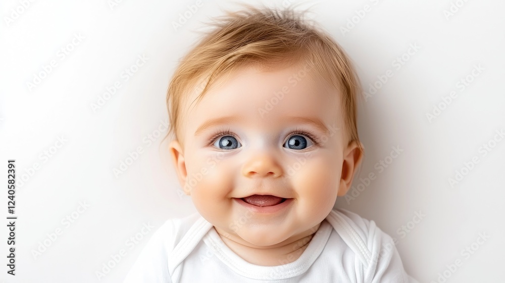 Happy baby boy portrait, studio shot, white background, infant joy Happy baby boy portrait, studio shot, white background, infant joy
