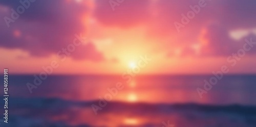 Blurred orange and purple sky over tranquil ocean, scenic, water
