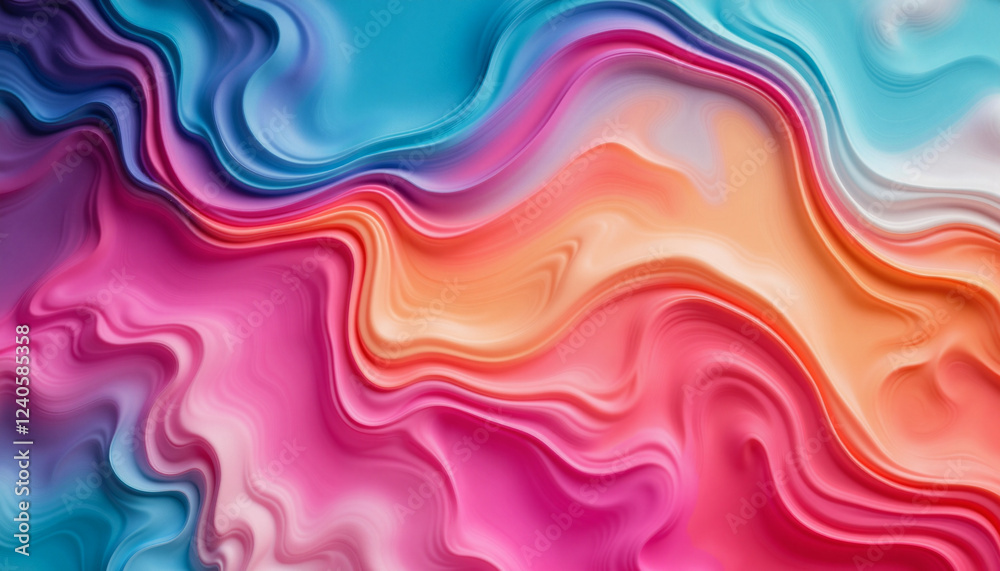 Fototapeta premium Vibrant abstract fluid art with bright colors, visual expression