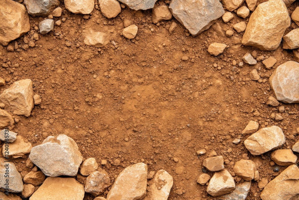 brown soil with rocks top view background brown soil with rocks top view background