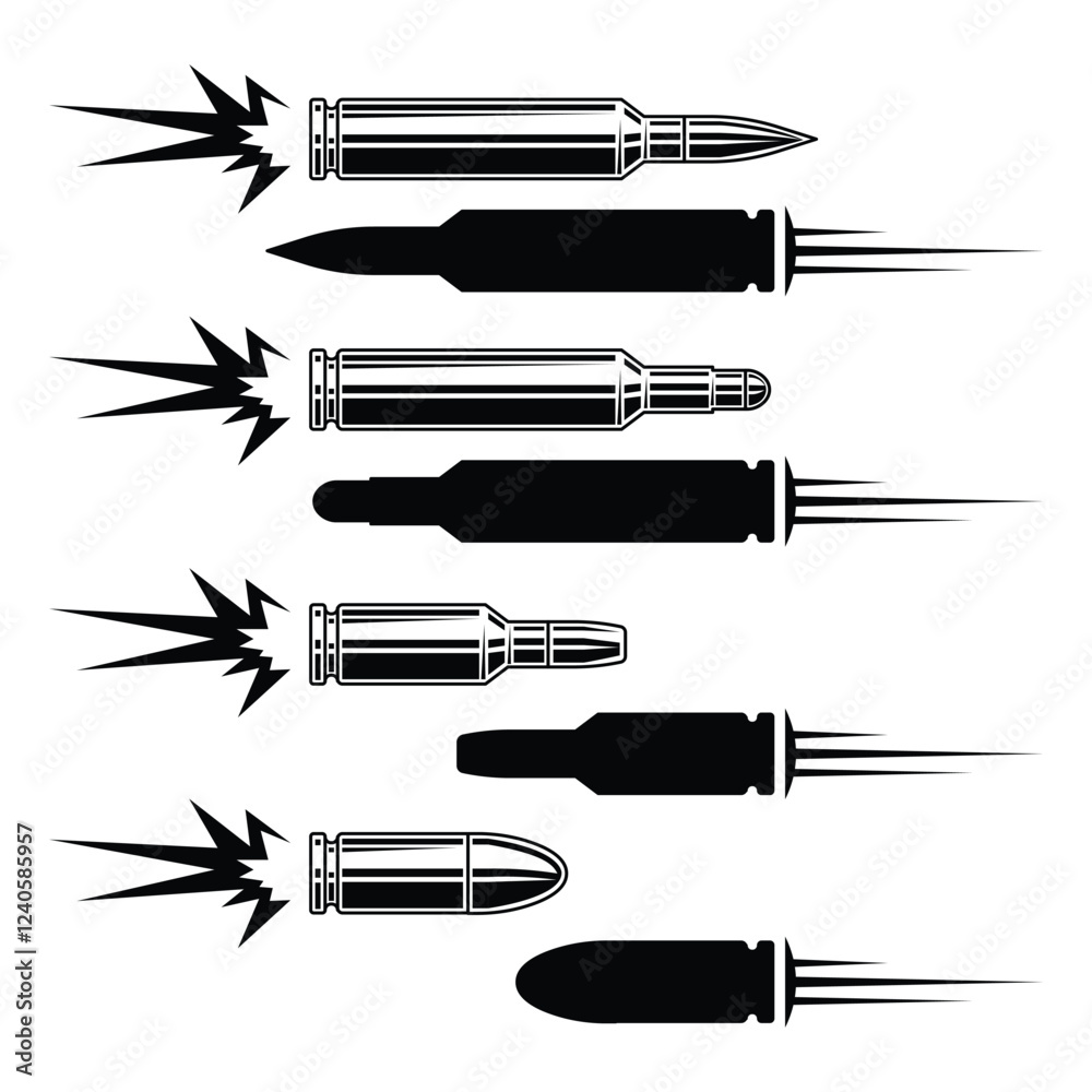 Fototapeta premium Fast Flying Bullet Vector Illustration
