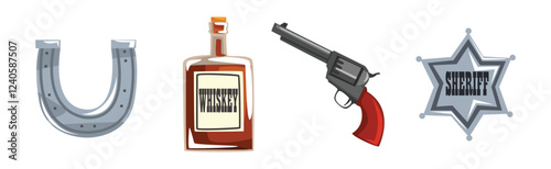 Wild West Authentic Object and Symbol Vector Set