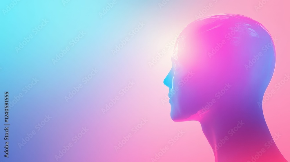 Futuristic human silhouette in neon gradient light for technology and innovation Futuristic human silhouette in neon gradient light for technology and innovation