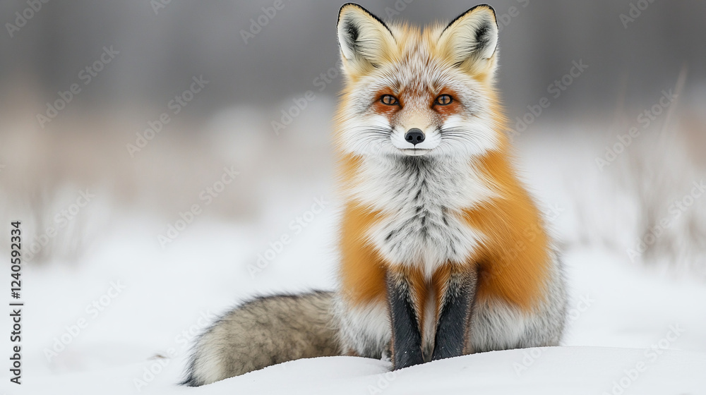 Obraz premium Majestic Red Fox in a Misty Forest With a Peaceful Ambiance