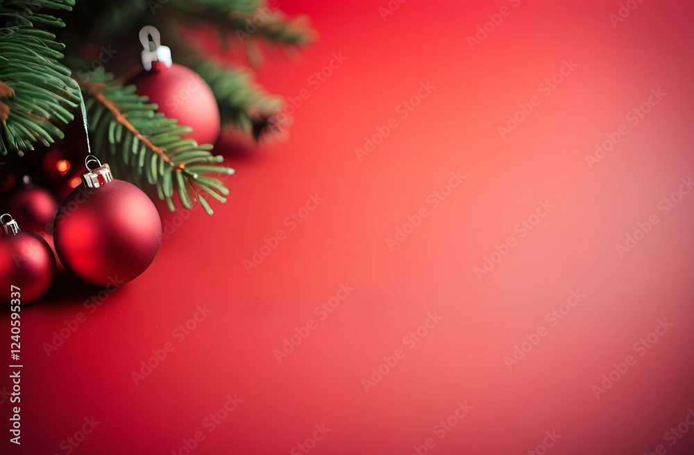 red christmas background with fir tree and defocused copy space red christmas background with fir tree and defocused copy space