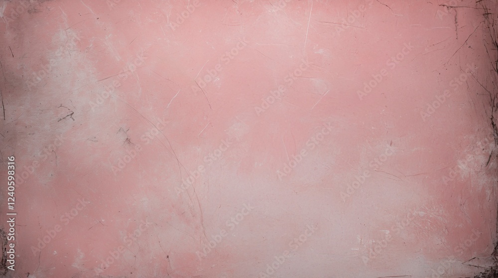 Fototapeta premium Bright pastel pink abstract textured erroded wall background. Grunge concrete texture wallpaper design. Blank dusty paper pattern light backdrop. 