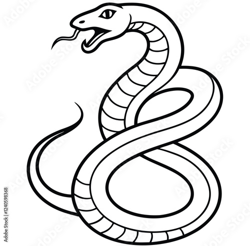 Cute cartoon black snake vector illustration, a wild reptile serpent symbol