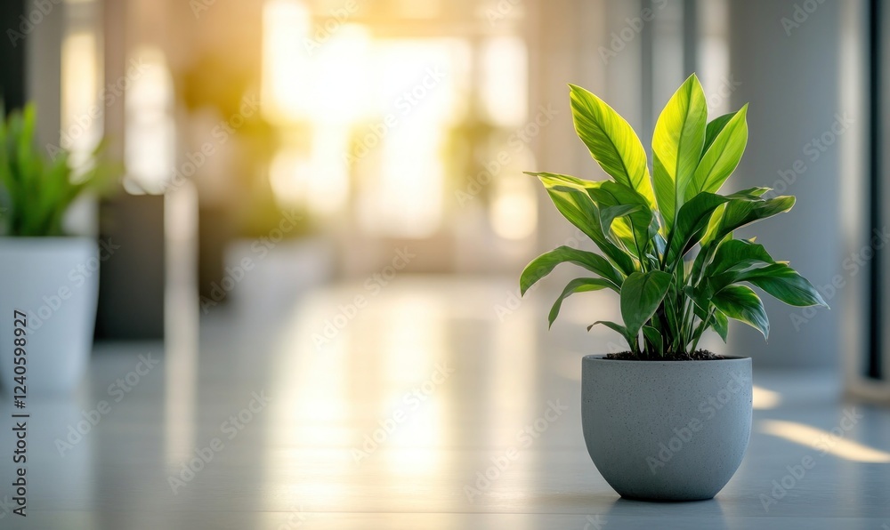 Serene Indoor Plant in Modern Office Space