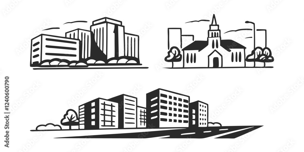 Fototapeta premium Albuquerque, New Mexico Skyline – Modern Line Art City Illustration