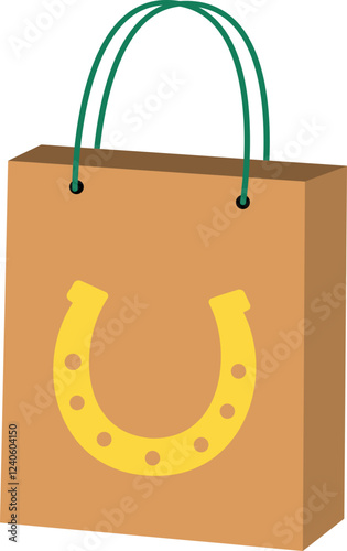 St. Patrick's day shopping paper bag flat vector illustration.
Saint Patricks day gift bag icon isolated.
Transparent background.