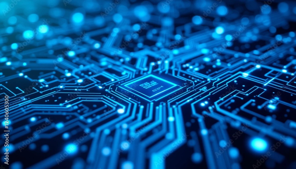 Glowing Blue Circuit Board Digital Background Glowing Blue Circuit Board Digital Background