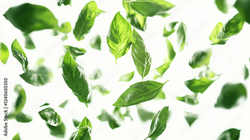 Fresh herbs tossed into the air Fresh herbs tossed into the air