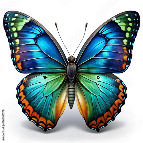 Beautiful butterfly with colorful wings isolated on white