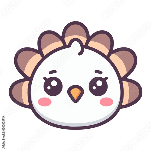 cute turkey farm animal flat color vector illustration template design