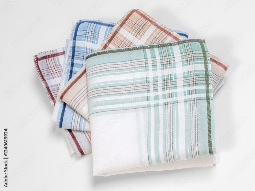 Set of vintage stripped handkerchiefs for men.