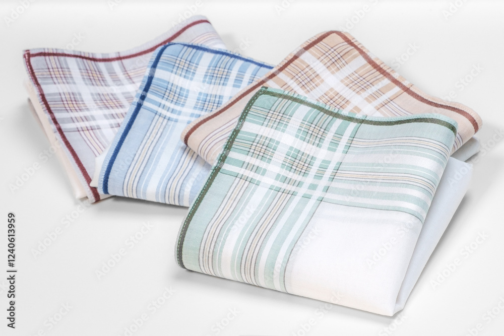 Set of vintage stripped handkerchiefs for men.