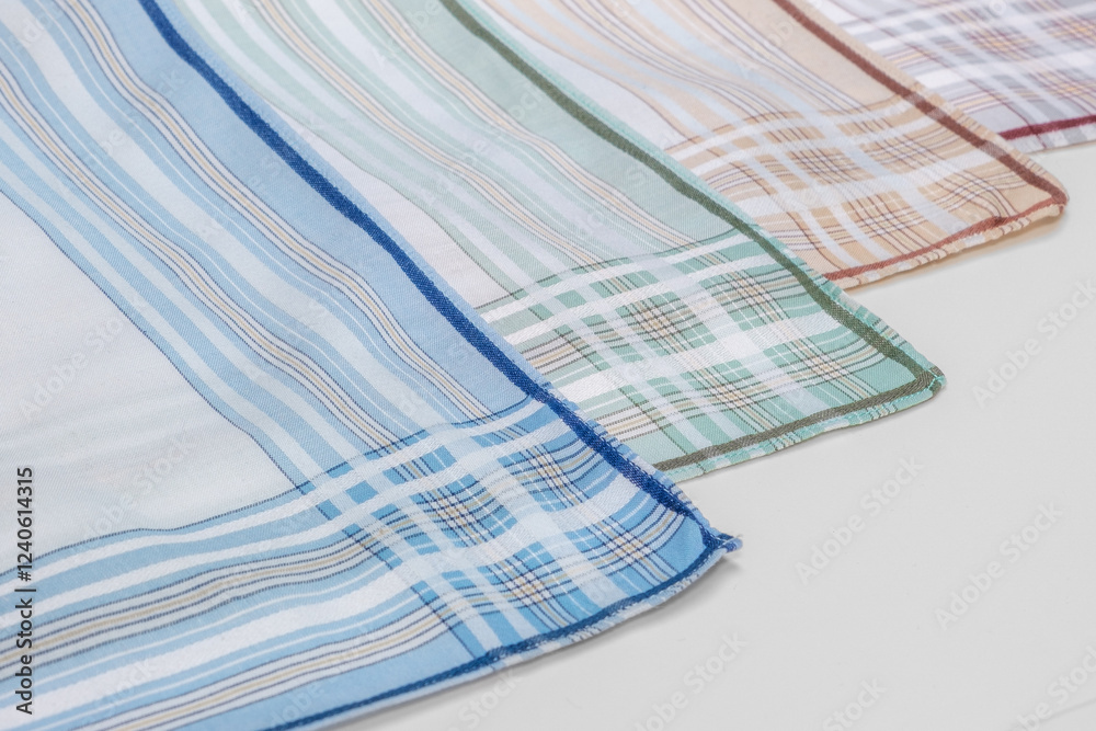 Set of vintage stripped handkerchiefs for men.