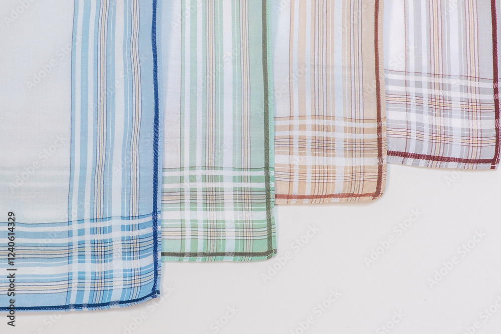 Set of vintage stripped handkerchiefs for men.