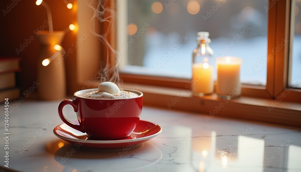 Fototapeta premium Warm Winter Drink by the Window