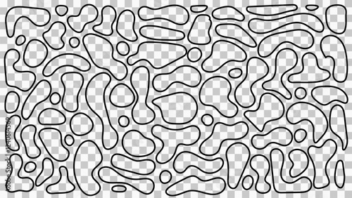 Abstract organic black outline blobs with irregular shapes, perfect for speech bubbles and modern decor. Set of fluid, liquid elements with simple blotch forms. High quality vector illustration.