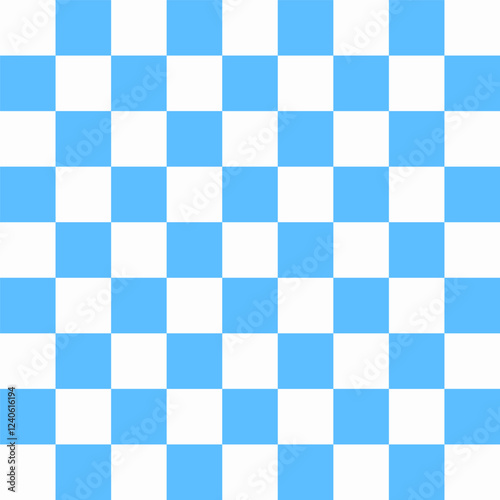 Seamless white and blue chess checkered grid pattern in Memphis style. Geometric vector design for backgrounds and wallpapers. Modern, hipster, and minimal aesthetics with flag elements