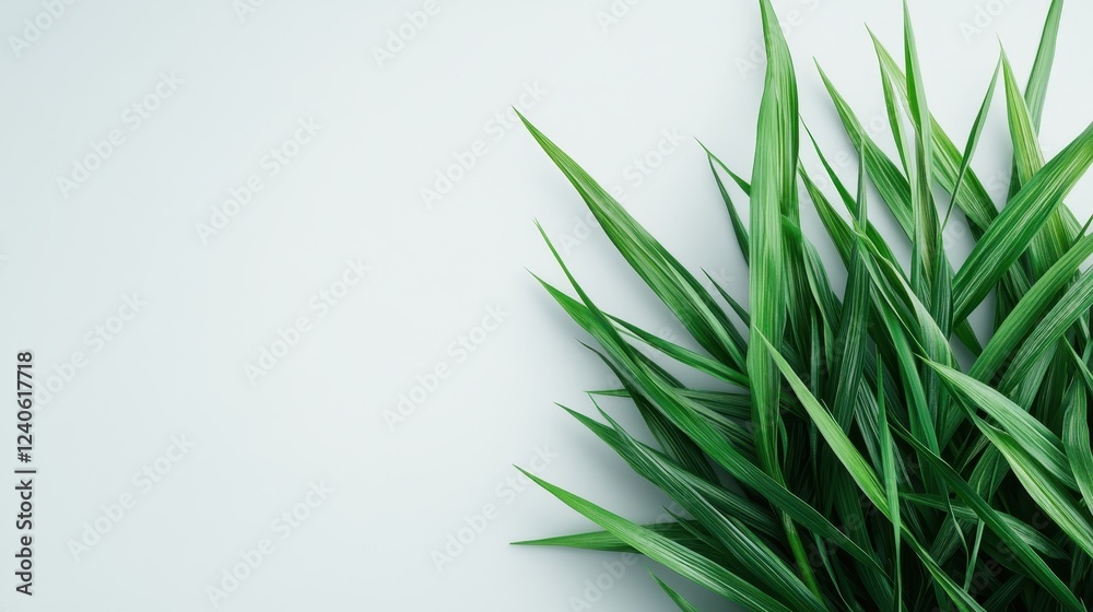Naklejka premium Fresh green grass against a minimalistic light background.