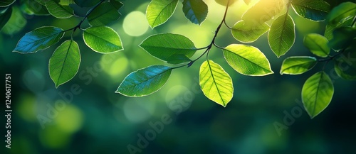Spring background with an abstract green banner
